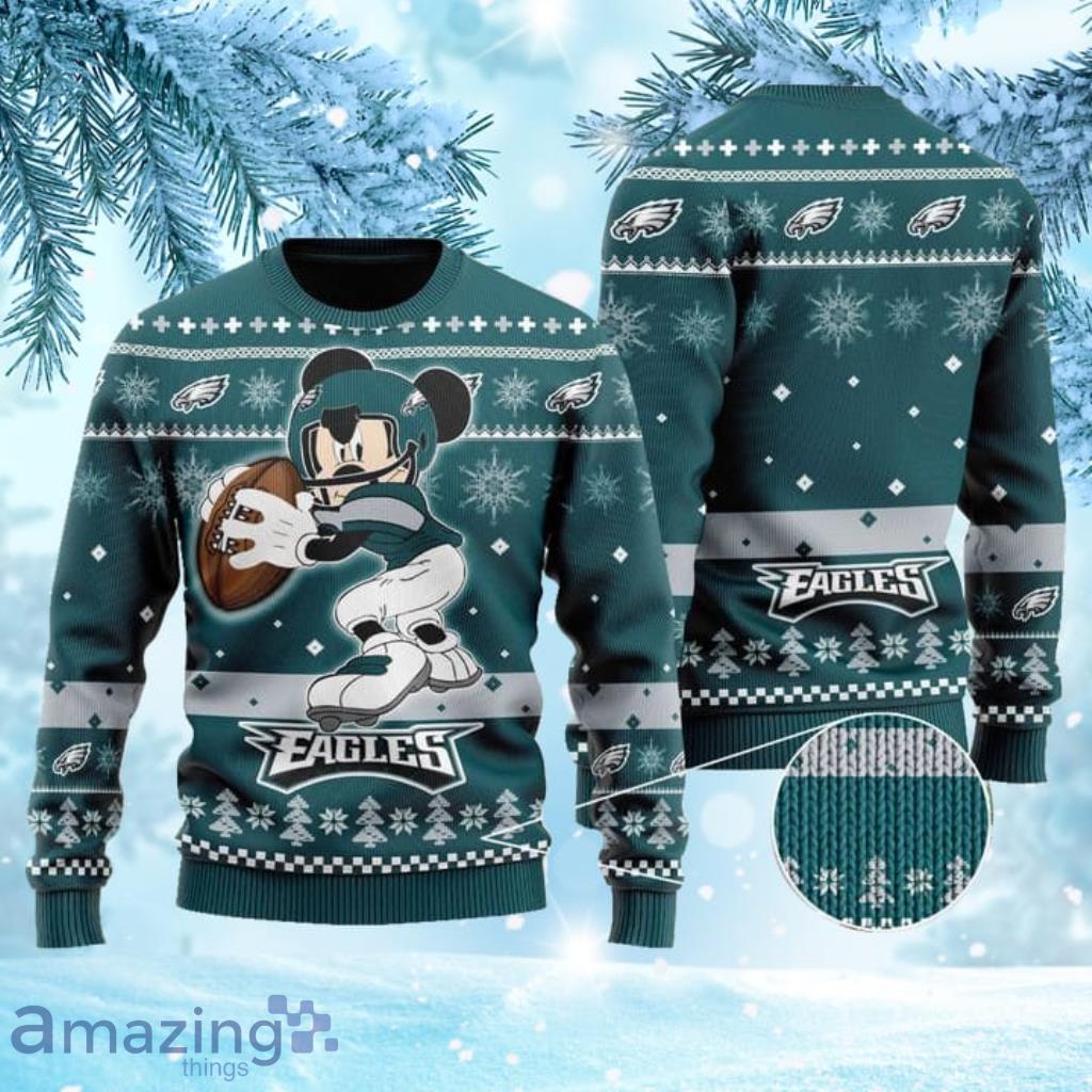 Mickey Mouse Playing Philadelphia Eagles Disney Ugly Christmas Sweater