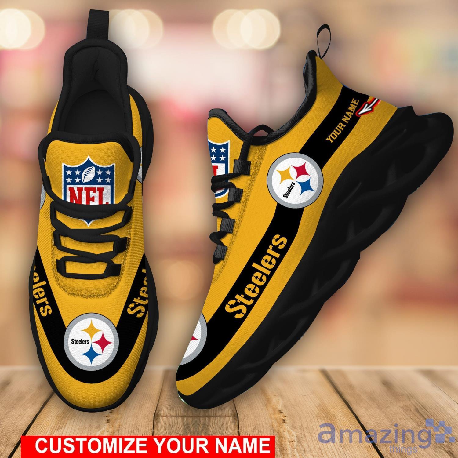 Pittsburgh Steelers Logo Running Sneaker Max Soul Shoes In Yellow Gift For  Men And Women - Banantees