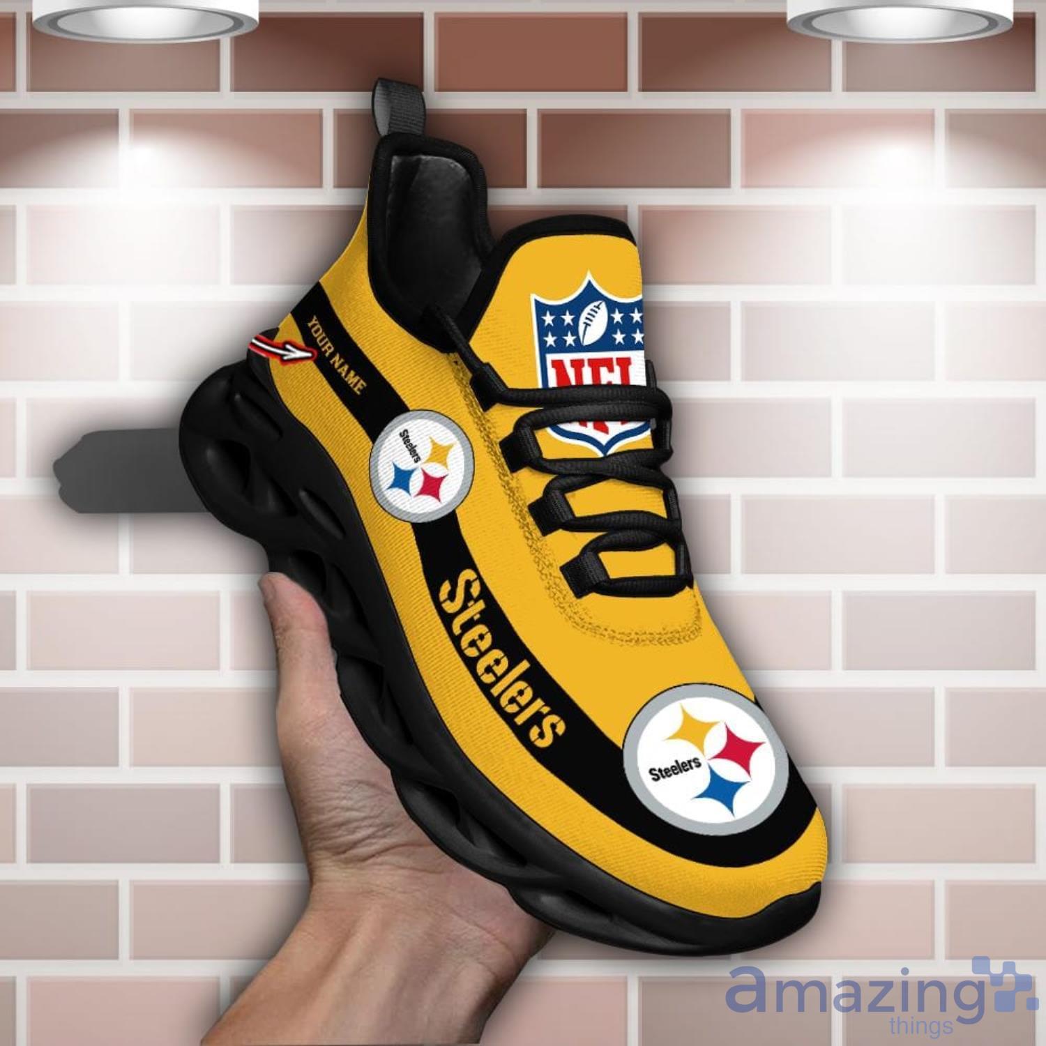 Pittsburgh Steelers Logo Running Sneaker Max Soul Shoes In Yellow Gift For  Men And Women - Banantees