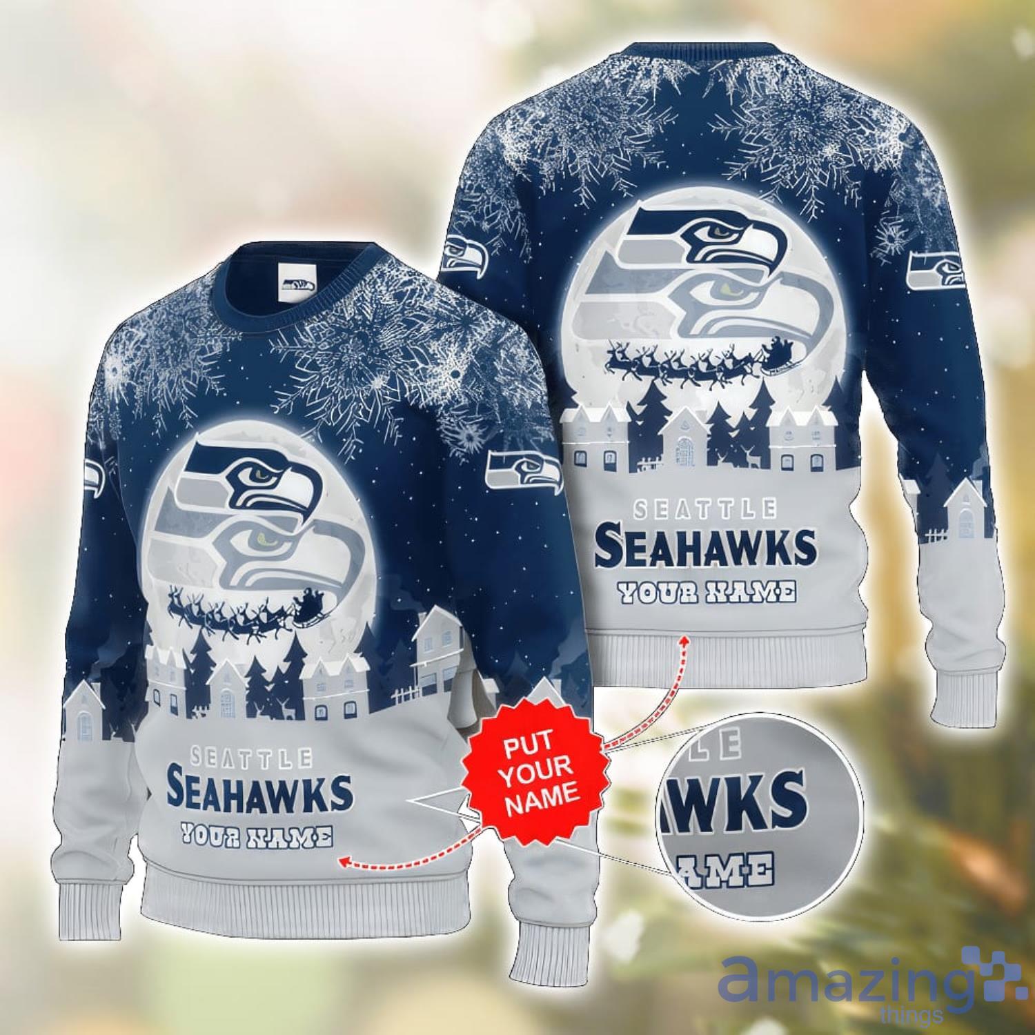 Seattle Seahawks Xmas Sweater Fireplace Gift Mens Women