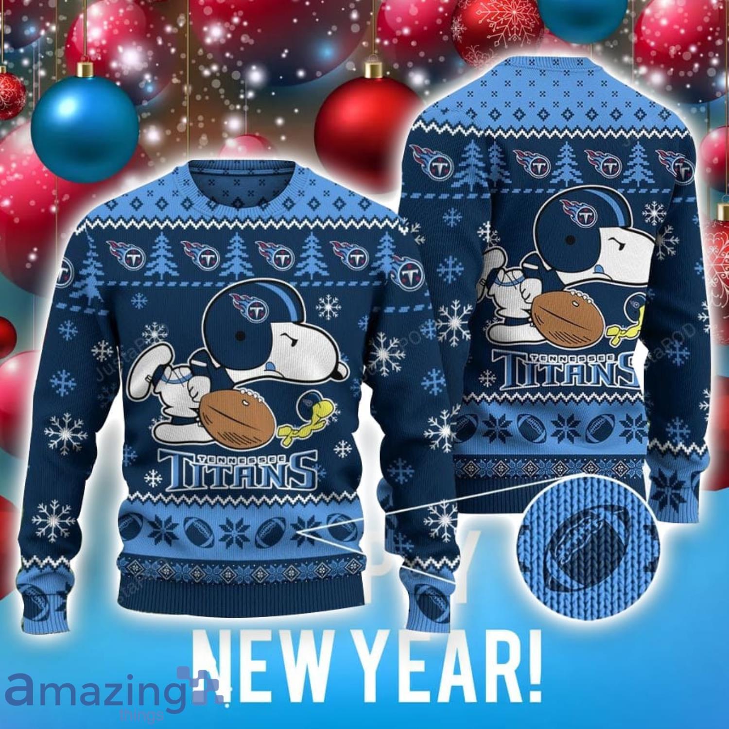 NFL Tennessee Titans Snoopy Ugly Christmas Sweater Special Gift For Fans image NFL Tennessee Titans Snoopy Ugly Christmas Sweater Special Gift For Fans Product Photo 1