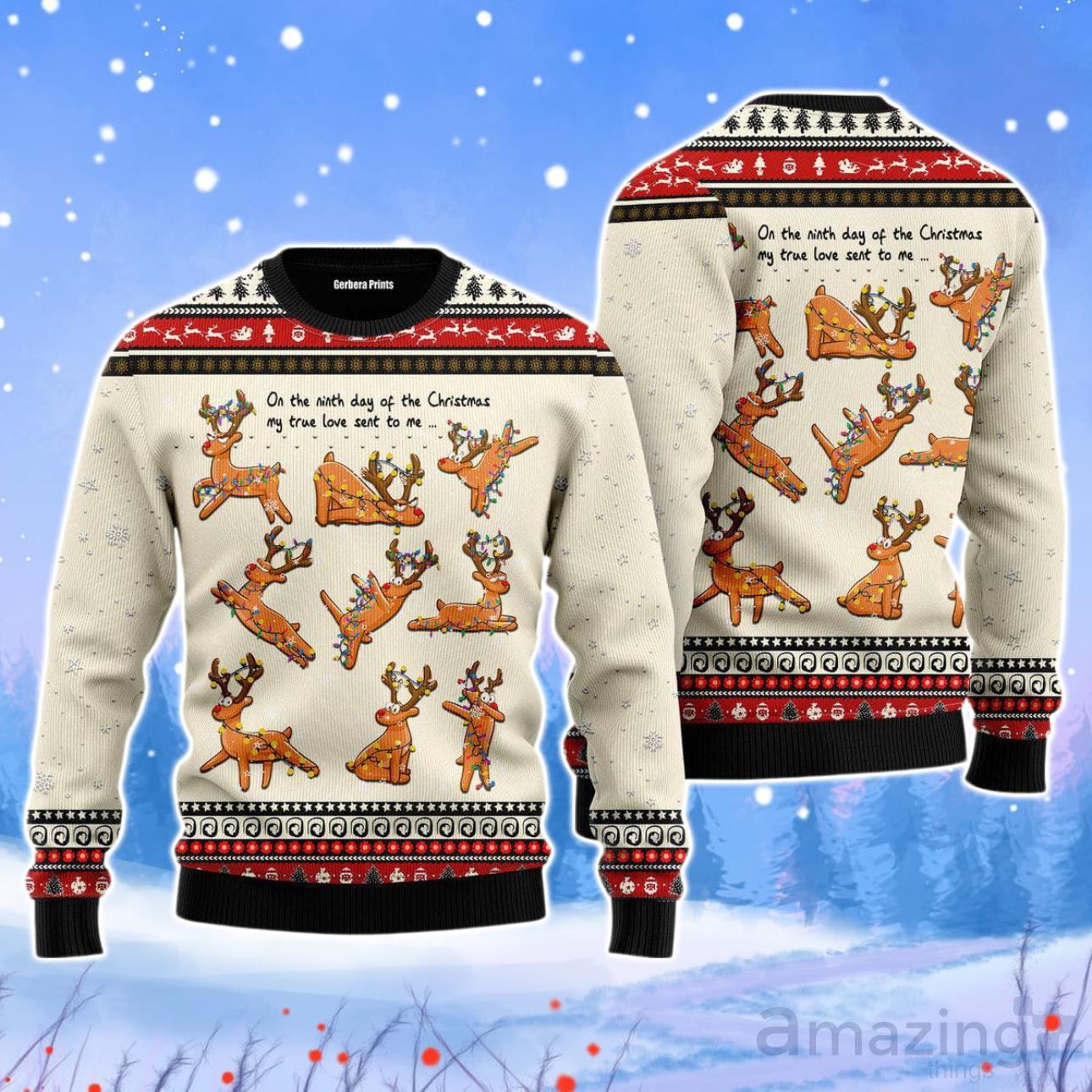 Nine Lazzies Sexy Reindeer Dancing Christmas Unisex Ugly Sweater