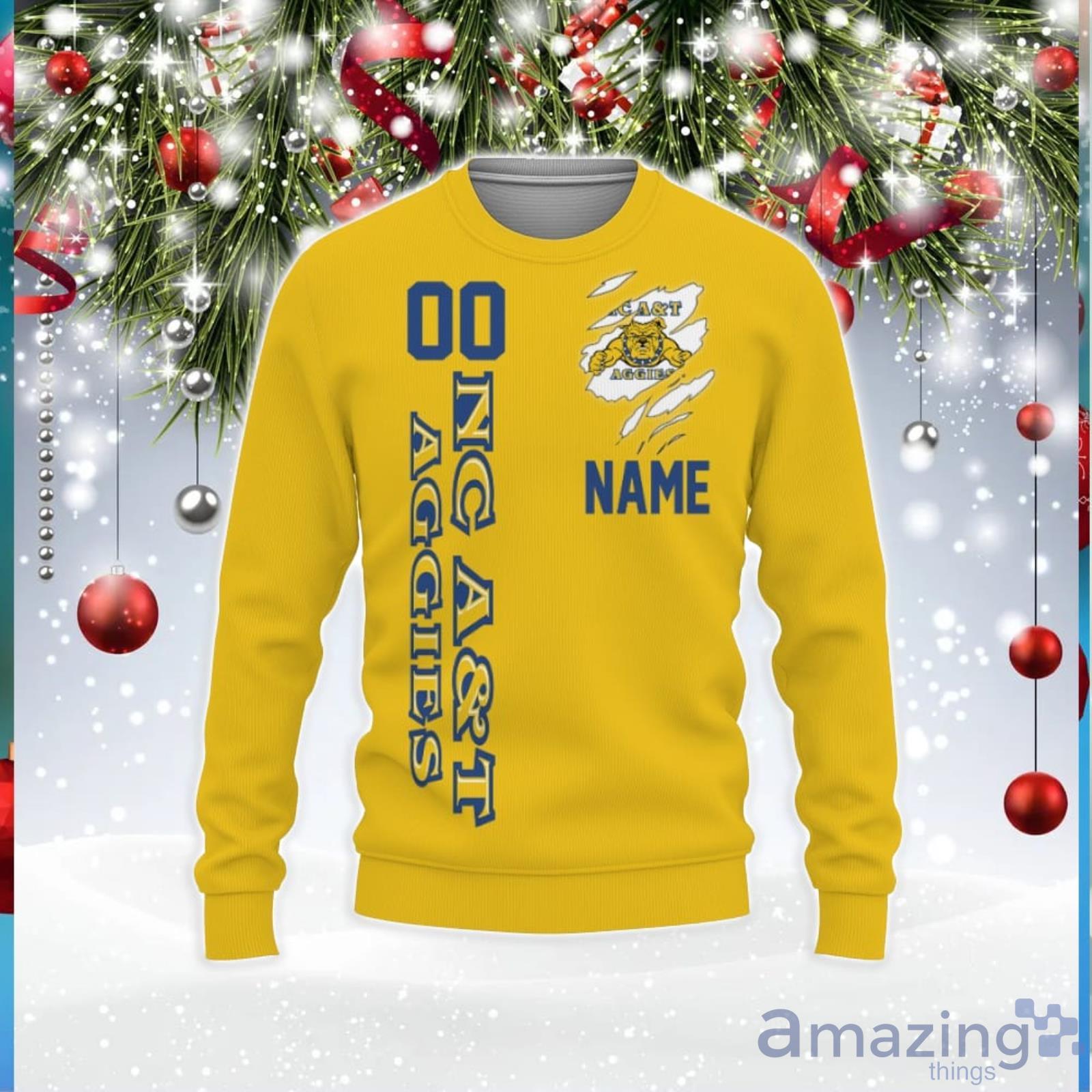 North Carolina AT Aggies Sports American Football Helmet Custom Name And Number 3D Sweater Christmas Gift For Fans image North Carolina AT Aggies Sports American Football Helmet Custom Name And Number 3D Sweater Christmas Gift For Fans Product Photo 1