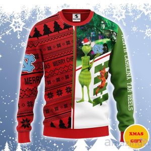 North Carolina Tar Heels Grinch & Scooby-Doo Ugly Sweater Gift For Christmas Product Photo 1