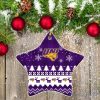 Northern Iowa Panthers Ceramic Ornament Christmas Pixel Art Tartan Background