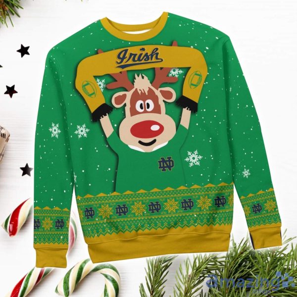 Notre Dame Fighting Irish Cute Reindeer Ugly Christmas Sweater Christmas Party Gift Product Photo 3