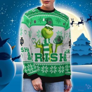 Notre Dame Fighting Irish Grinch Snowflake Pattern Ugly Sweater Christmas Product Photo 3