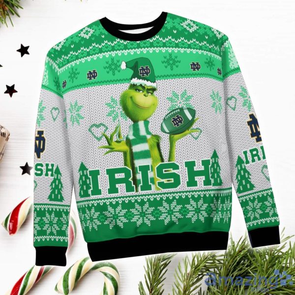 Notre Dame Fighting Irish Grinch Snowflake Pattern Ugly Sweater Christmas Product Photo 4