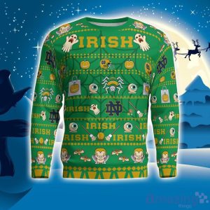 Notre Dame Fighting Irish Pumpkin Halloween Spooky Ghost Pattern Funny 3D Sweater Men And Women Gift Product Photo 3