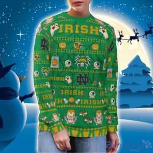 Notre Dame Fighting Irish Pumpkin Halloween Spooky Ghost Pattern Funny 3D Sweater Men And Women Gift Product Photo 4