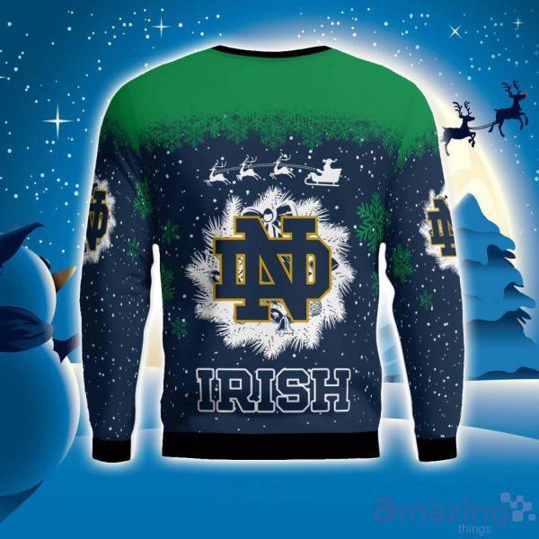 Notre Dame Fighting Irish Santa sleigh driving reindeer Pattern Ugly Christmas Sweater Product Photo 2