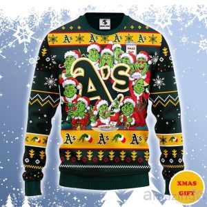 Oakland Athletics 12 Grinch Xmas Day Ugly Sweater Gift For Christmas Product Photo 1