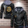 Oakland Athletics Striped Style Leather Jacket For Fans