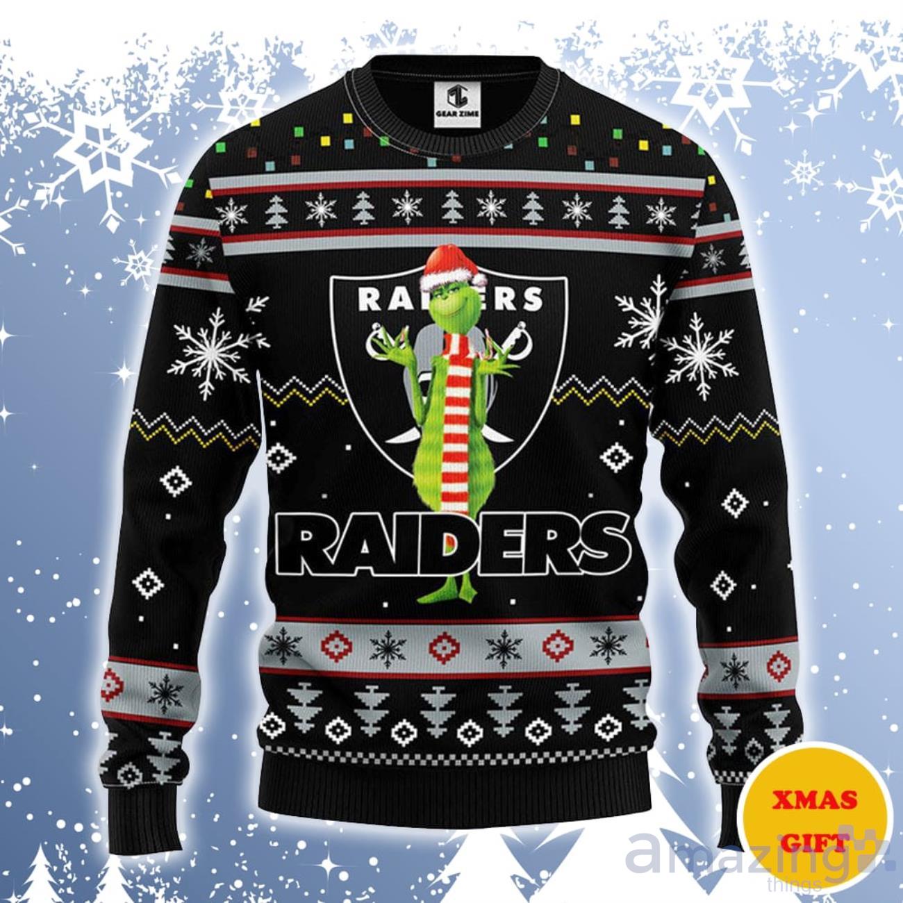 NFL Los Angeles Raider Team Grinch Funny Xmas Sweaters, Grinch Ugly Sweater