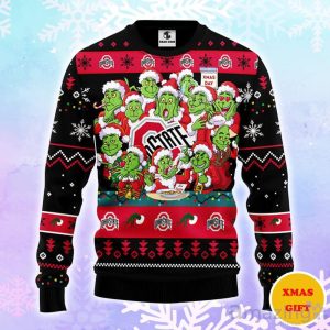 Ohio State Buckeyes 12 Grinch Xmas Day Christmas AOP Sweater Product Photo 1