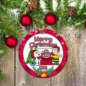 Ohio State Buckeyes Ceramic Ornament Snoopy Christmas Special Gift Product Photo 1