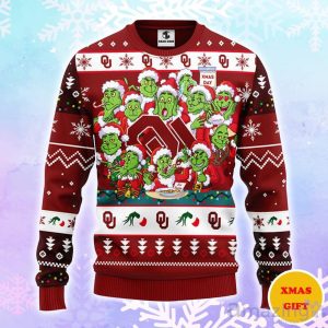Oklahoma Sooners 12 Grinch Xmas Day Christmas AOP Sweater Product Photo 1