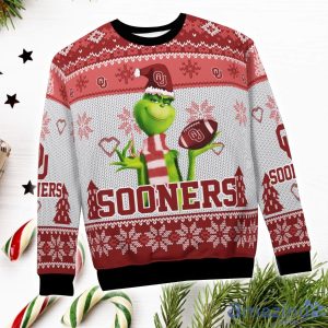 Oklahoma Sooners Grinch Snowflake Pattern Ugly Sweater Christmas image Oklahoma Sooners Grinch Snowflake Pattern Ugly Sweater Christmas Product Photo 4