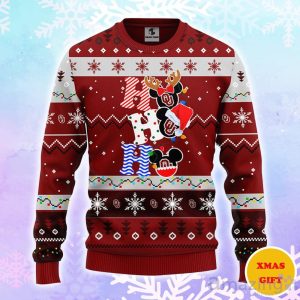 Oklahoma Sooners Hohoho Mickey Christmas AOP Sweater Product Photo 1