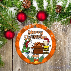 Oklahoma State Cowboys Ceramic Ornament Snoopy Christmas Special Gift Product Photo 1