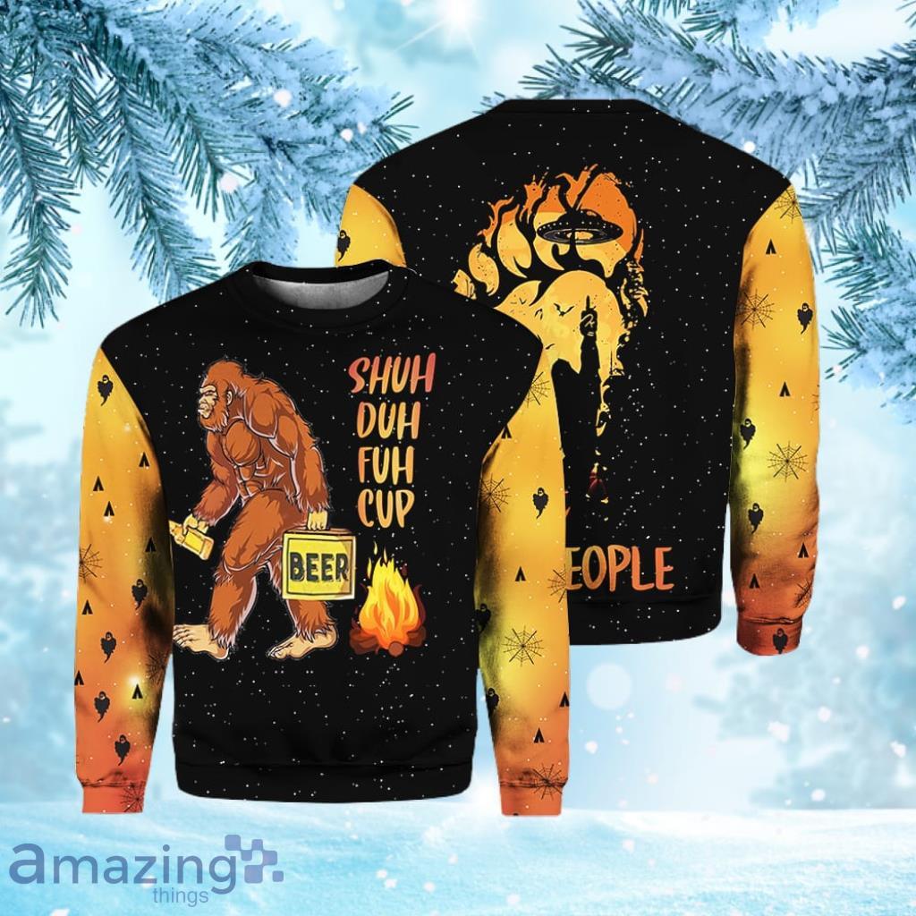 Oktoberfest Bigfoot Camping Beer Christmas Ugly Sweater 3D Gift Halloween Product Photo 1