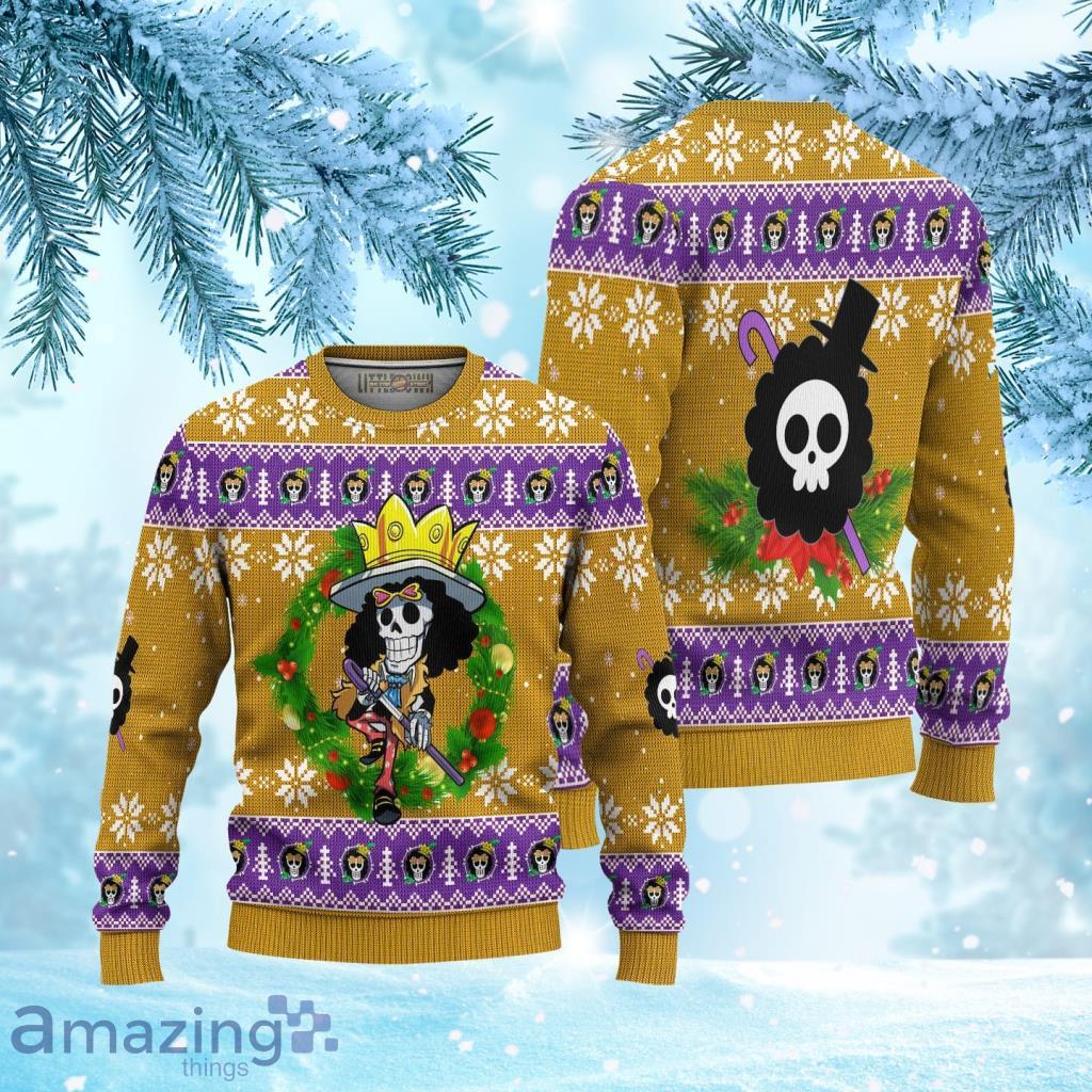 One Piece Brook Ugly Christmas Sweater 3D Gift For Big Fans image One Piece Brook Ugly Christmas Sweater 3D Gift For Big Fans Product Photo 1