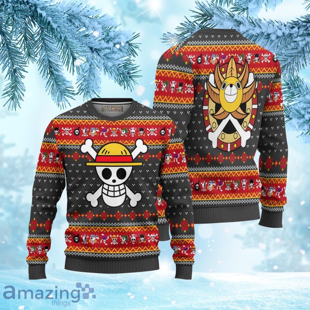 One Piece Symbol Knitted Ugly Christmas Sweater 3D Gift For Big Fans image One Piece Symbol Knitted Ugly Christmas Sweater 3D Gift For Big Fans Product Photo 1