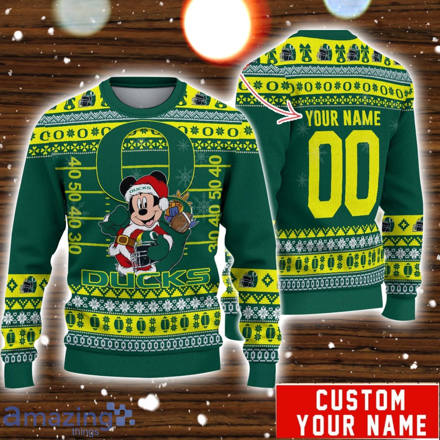 Oregon Ducks Custom Name And Number Fans Sport AOP Ugly Christmas