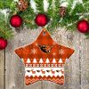 Oregon State Beavers Ceramic Ornament Christmas Pixel Art Tartan Background