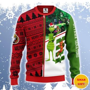 Ottawa Senators Grinch & Scooby-Doo Ugly Sweater Gift For Christmas Product Photo 1