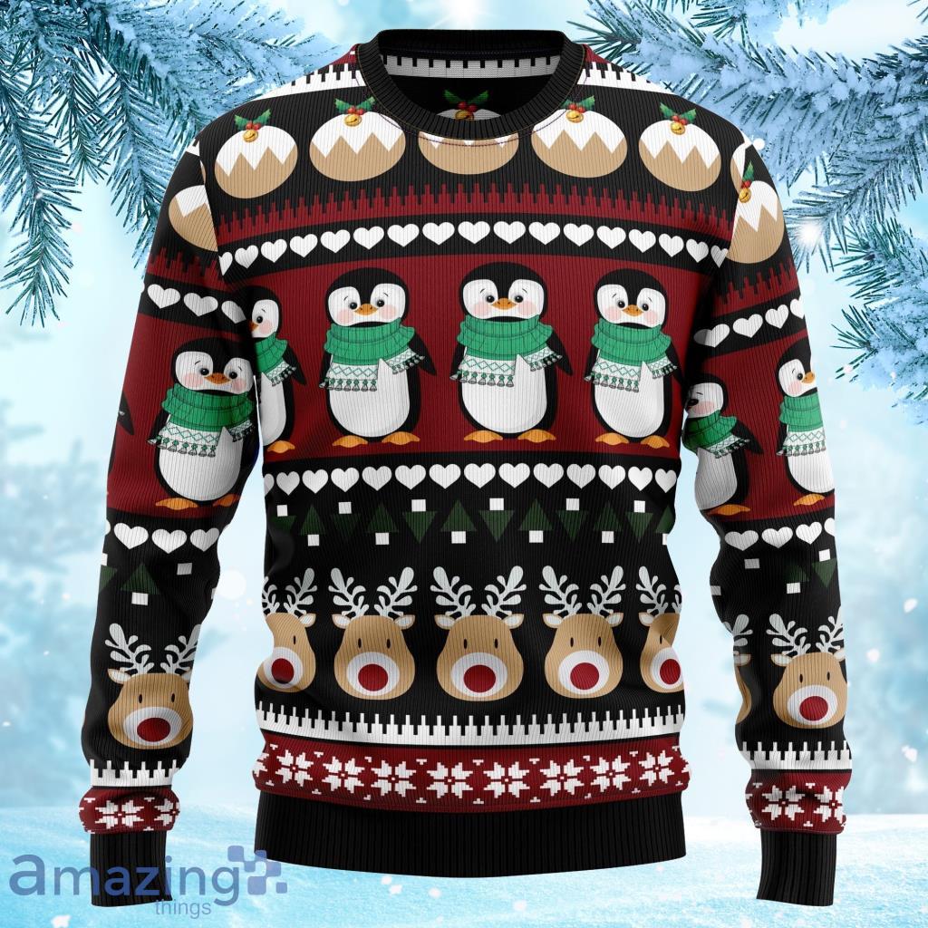 Penguin Group Ugly Christmas Sweater 3D Crewneck Sweater 3D image Penguin Group Ugly Christmas Sweater 3D Crewneck Sweater 3D Product Photo 1
