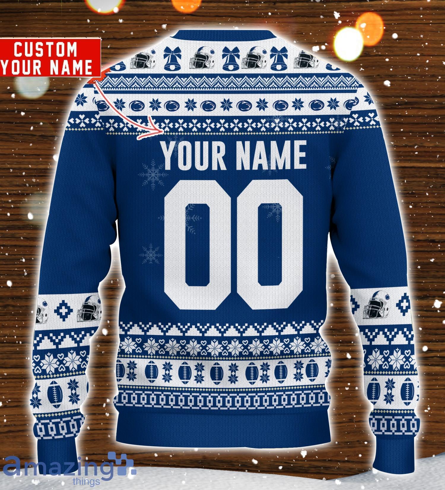 Penn State Nittany Lions Mickey Player Custom Name And Number Ugly Christmas Sweater image Penn State Nittany Lions Mickey Player Custom Name And Number Ugly Christmas Sweater Product Photo 3