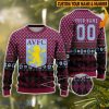 Personalized Name And Number Aston Villa 3D Ugly Christmas Sweater Christmas Holiday Gift