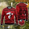 Personalized Name And Number Bournemouth 3D Ugly Christmas Sweater Christmas Holiday Gift