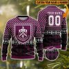 Personalized Name And Number Burnley 3D Ugly Christmas Sweater Christmas Holiday Gift