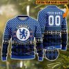 Personalized Name And Number Chelsea 3D Ugly Christmas Sweater Christmas Holiday Gift
