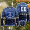 Personalized Name And Number Everton 3D Ugly Christmas Sweater Christmas Holiday Gift