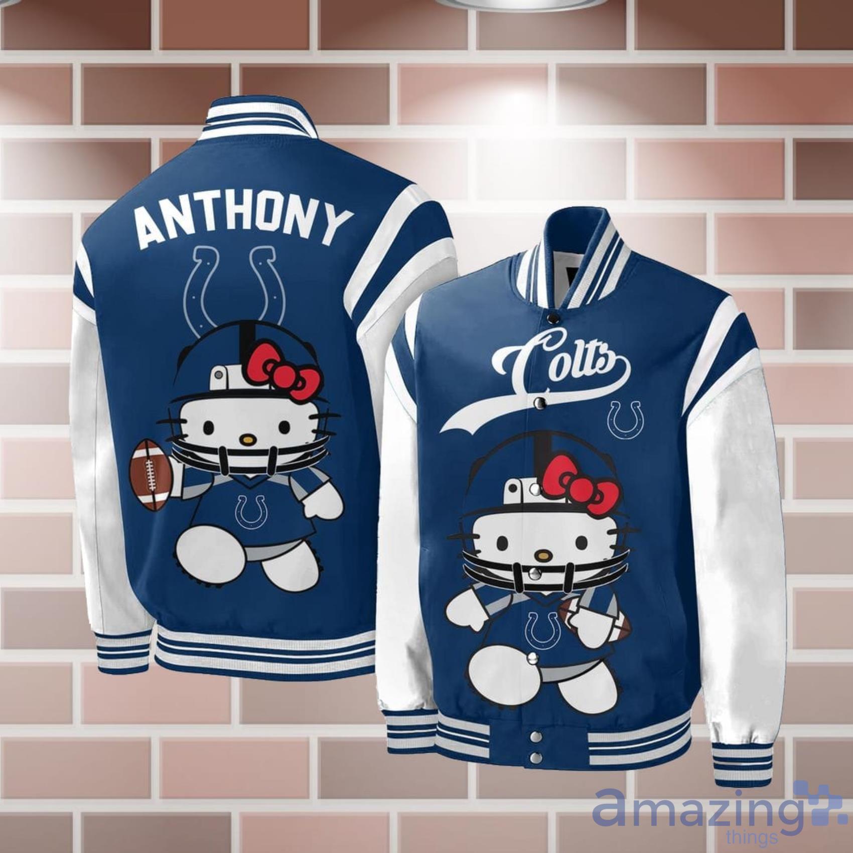Personalized Name NFL Indianapolis Colts Special Hello Kitty Baseball Jacket For Fans Product Photo 1
