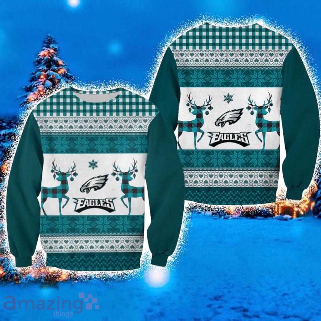 Philadelphia Eagles White 3D Sweater Christmas Gift - Freedomdesign