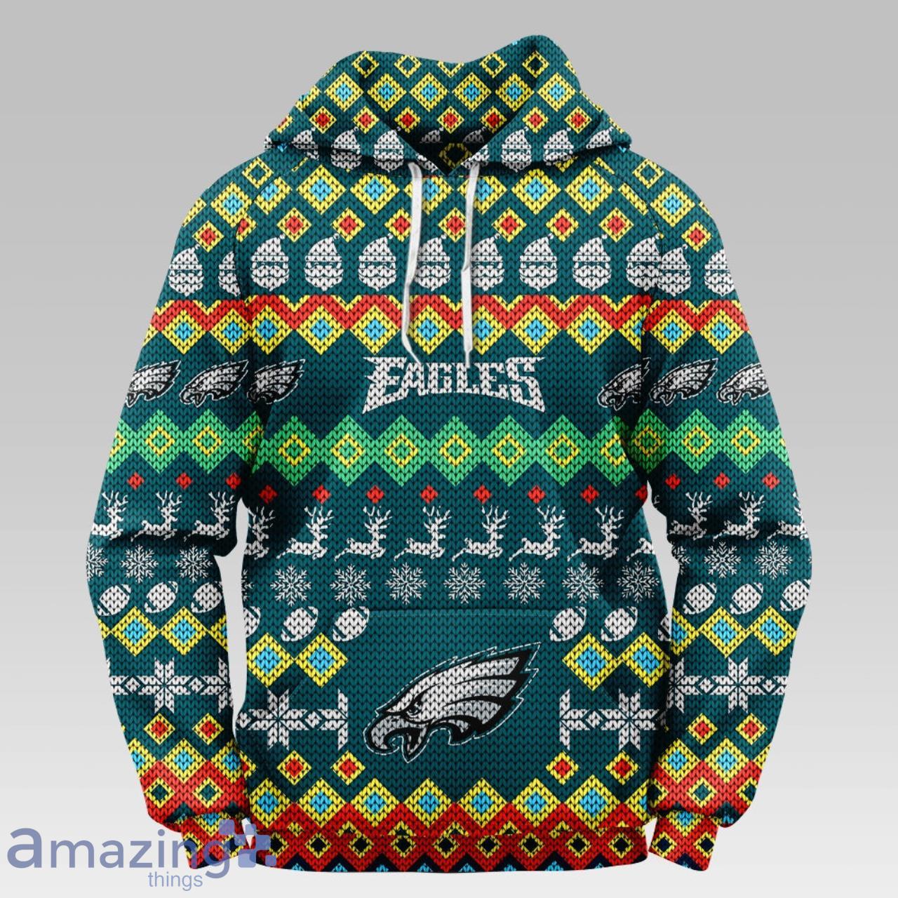 Philadelphia Eagles Colorful Christmas Hooded Sweater Product Photo 1