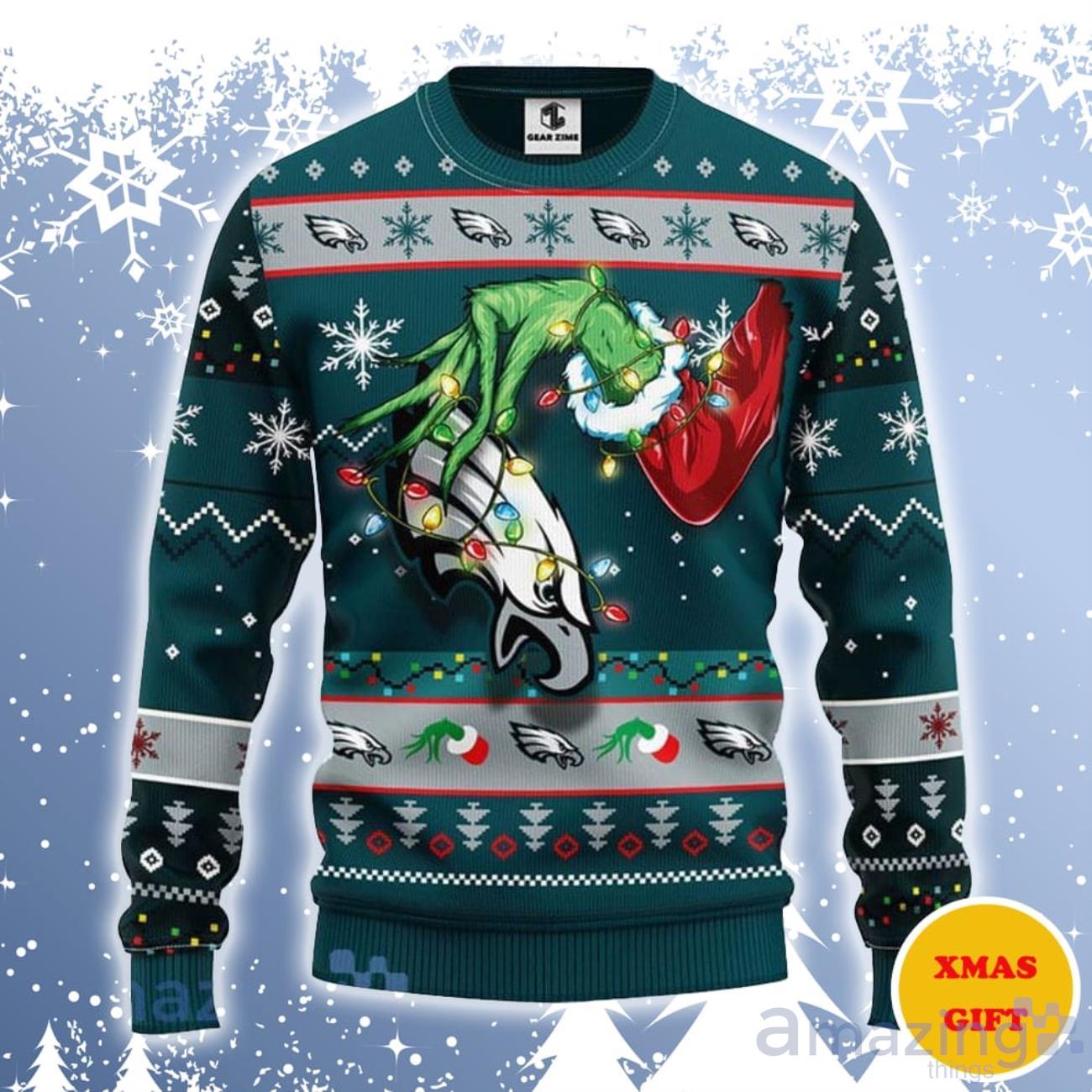 Philadelphia Eagles Grinch Knit Ugly Christmas sweater