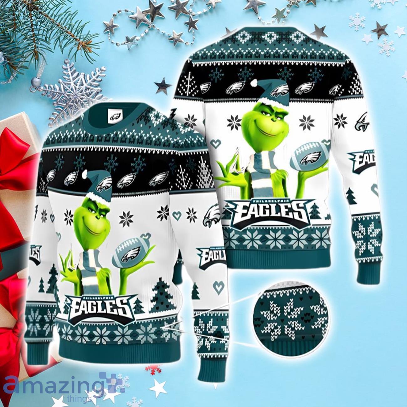 NFL Philadelphia Eagles Ugly Christmas Sweater Grinch And Scooby