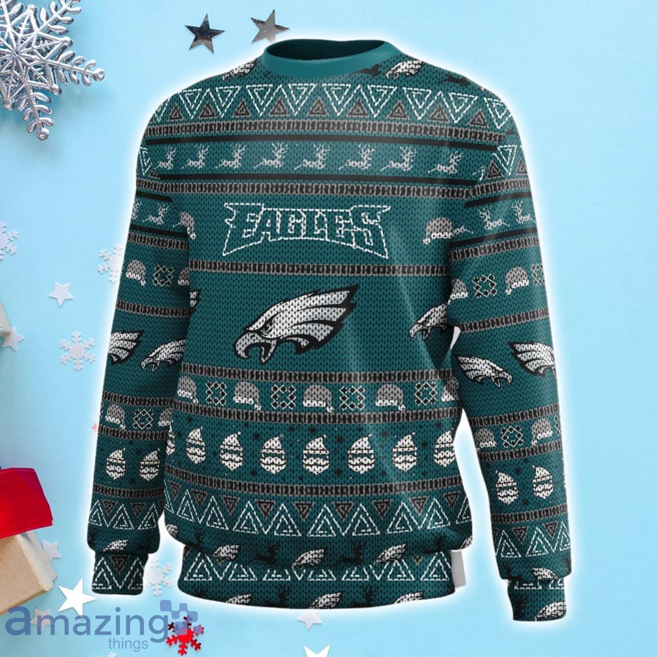 Philadelphia Eagles Light Up Ugly Sweater - Midnight Green/Black