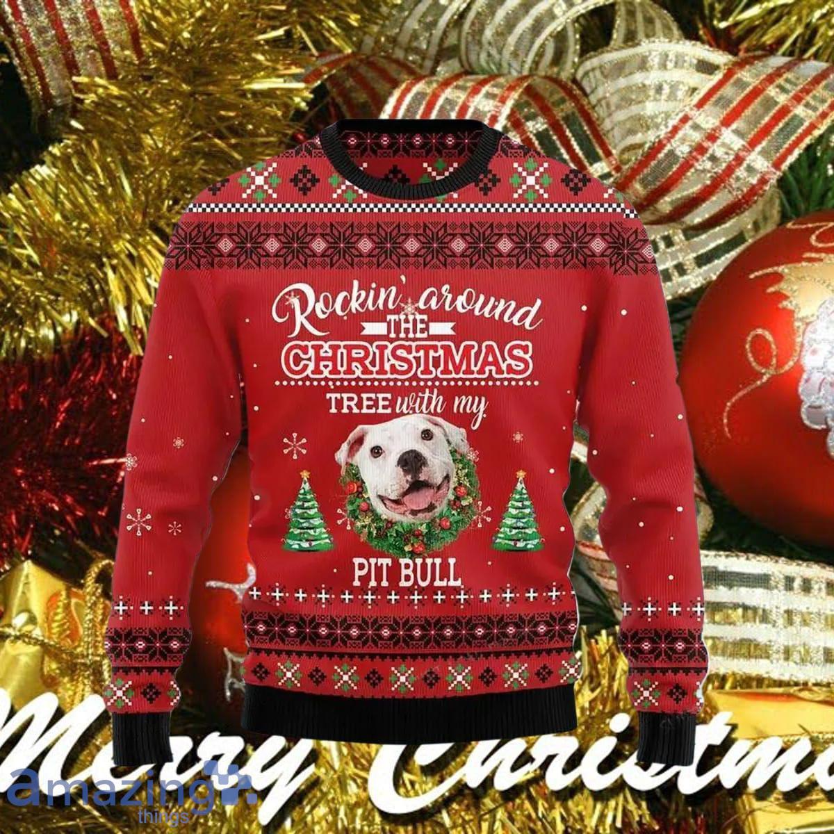 Pit Bull Rockin Ugly Christmas Sweater Impressive Gift For Men And