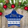 Pittsburgh Panthers Ceramic Ornament Christmas Pixel Art Tartan Background