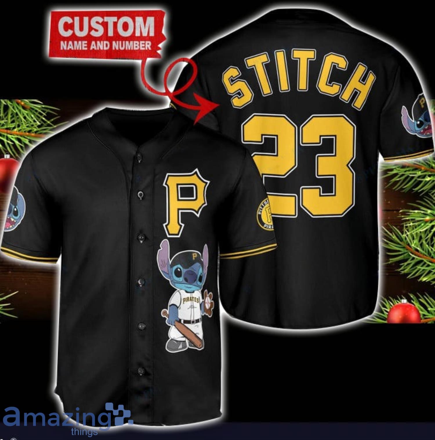 Pittsburgh Pirates Personalized Name MLB Fans Stitch Baseball Jersey Shirt  Black