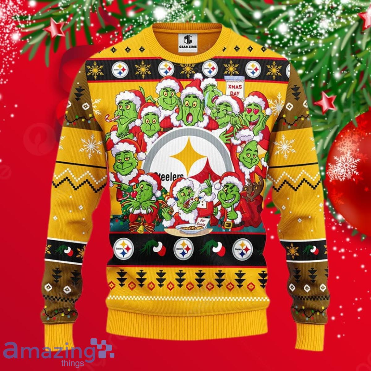 Pittsburgh Steelers Funny Grinch Christmas Ugly Sweater - Growkoc