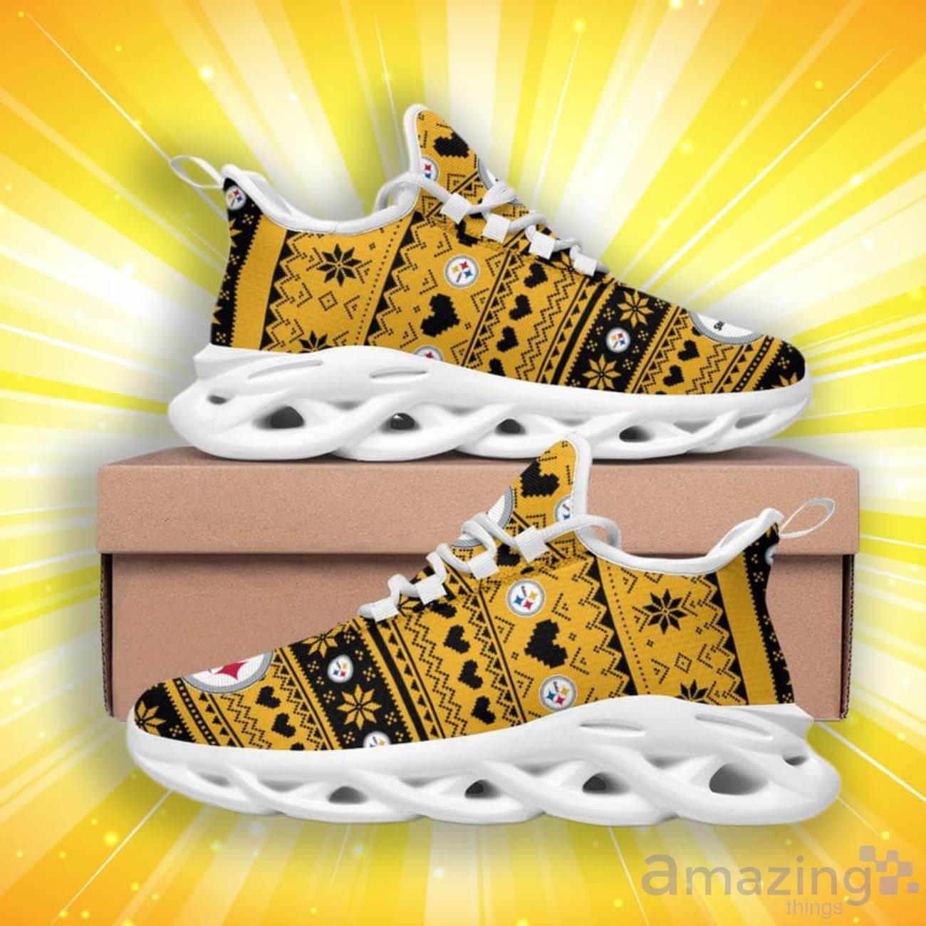 Pittsburgh Steelers Christmas Patterns Max Soul Shoes image Pittsburgh Steelers Christmas Patterns Max Soul Shoes Product Photo 4