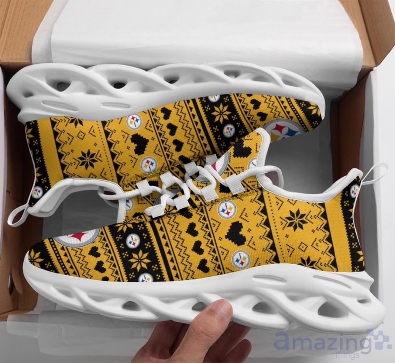 Pittsburgh Steelers Christmas Patterns Max Soul Shoes image Pittsburgh Steelers Christmas Patterns Max Soul Shoes Product Photo 1