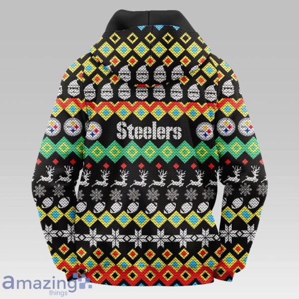 Pittsburgh Steelers Colorful Christmas Hooded Sweater For Fans Product Photo 2